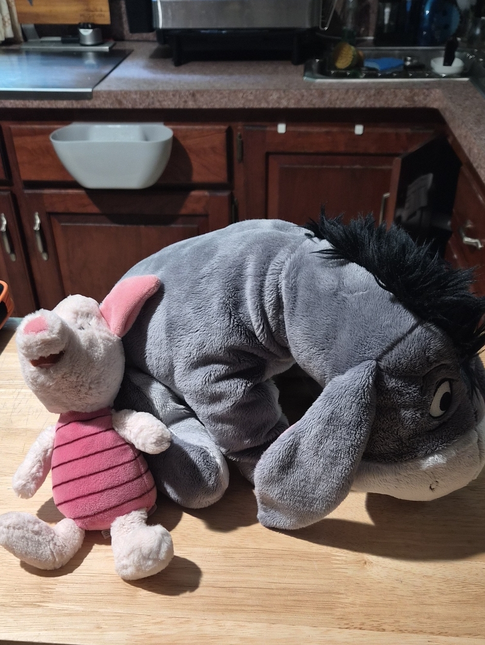 Disney Gray Eeyore Plush with Pink Piglet